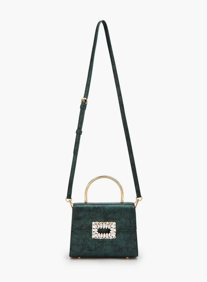 Flora Bella By Shoexpress Metallic Handbag With Crystal Buckle Ramadan Collection